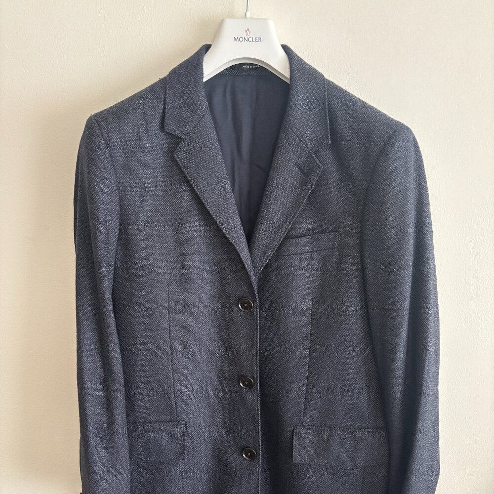 $850 Club Monaco x Loro Piana Blue Wool Dream Tweed Overcoat/ Car Coat - 40